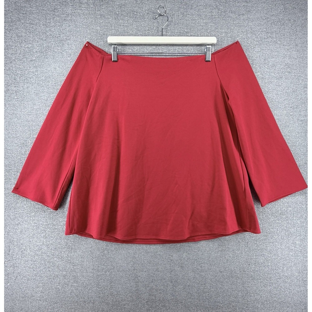 Tuckernuck Miranda Off The Shoulder Blouse Top Women Size XXL Red 3/4 Sleeve